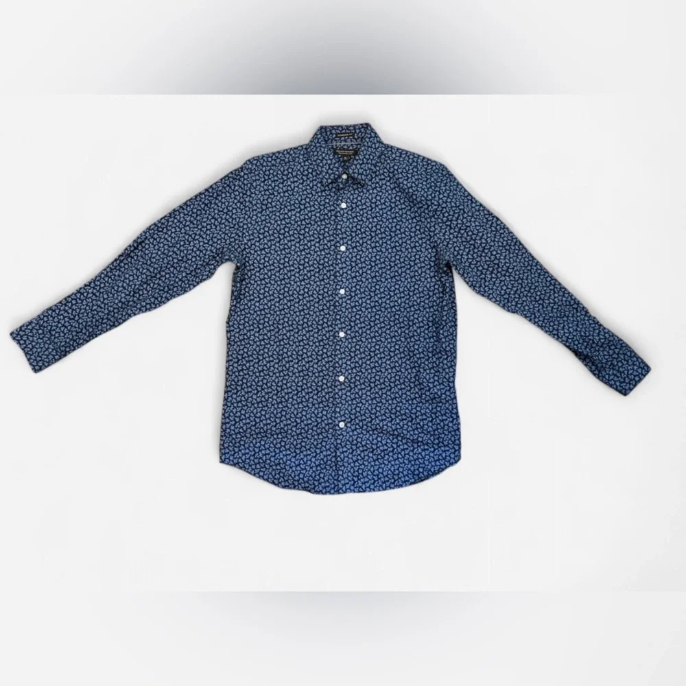 Banana Republic Blue Patterned Men's Shirt Standard Fit Non-Iron Size M